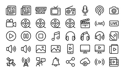Fototapeta premium Media and entertainment icons set