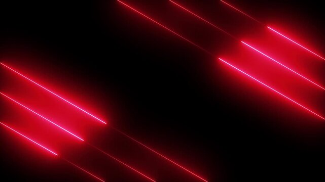 Technology video material animation in 4K, Neon line abstract background. Neon glowing line. Neon lights glowing futuristic trendy red color seamless neon light line technology motion background.