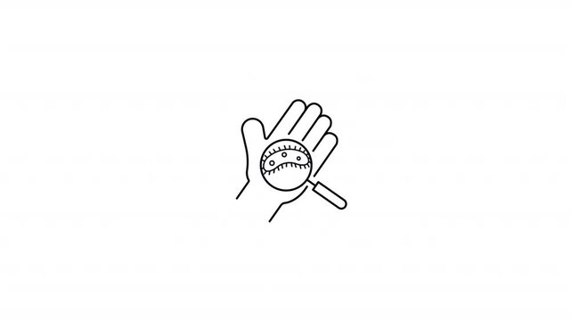 Hand Holding Magnifying Glass Virus Icon