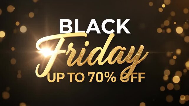 Golden Black Friday sale promotion with sparkling 70 percent discount