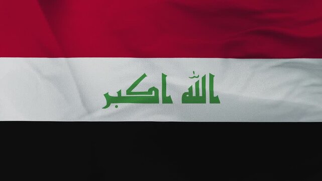 Iraq National Flag with Arabic Takbir on Wrinkled Fabric
