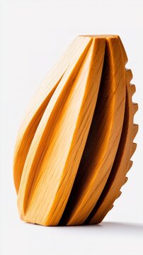 Wooden folding ruler standing upright isolated on a clean white background