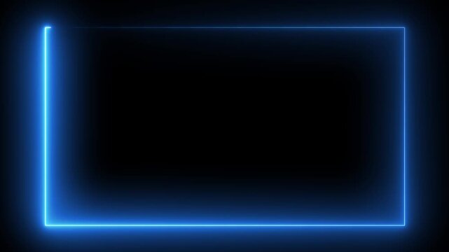 Neon line square rectangle picture frame icon animation.  Neon box footage shape round seamless border retro movement. Blank rectangle frame by neon lights symmetry animation.