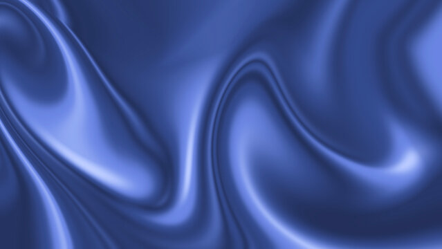 Abstract Blue Satin Fabric Background with Soft Flowing Waves