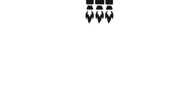 Black and white icon of three human figures in a row.