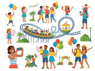 Fototapeta premium People Enjoying Amusement Park Ride.