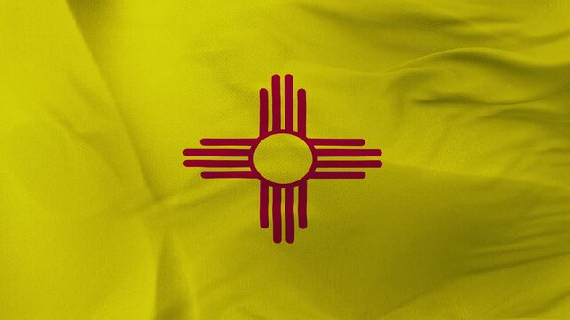 New Mexico state flag fabric with red Zia sun symbol