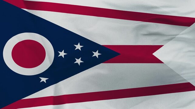 Ohio state flag fabric with blue pennant and red white stripes