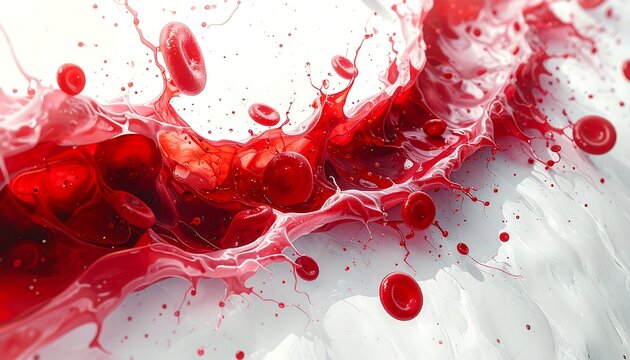 Realistic microscopic view of red blood cells traveling through capillaries while exchanging nutrients and oxygen with body tissues, perfect for healthcare and biomedical research.
