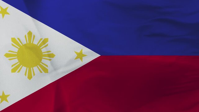Philippine flag fabric with sun stars and blue red stripes