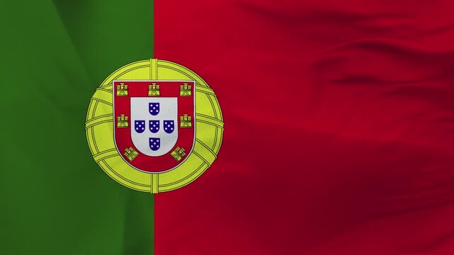Portuguese flag fabric with coat of arms and green red fields