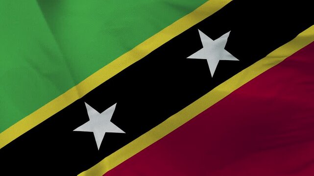 Saint Kitts and Nevis flag fabric with stars and diagonal stripe