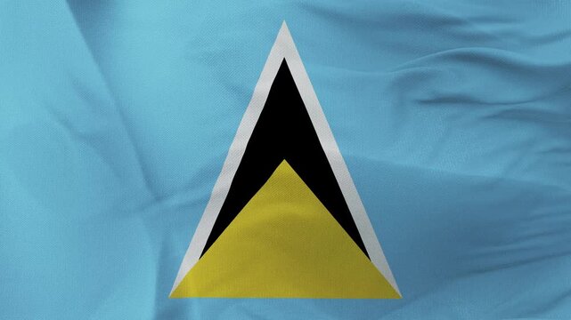 Saint Lucian flag fabric with black white and yellow triangles
