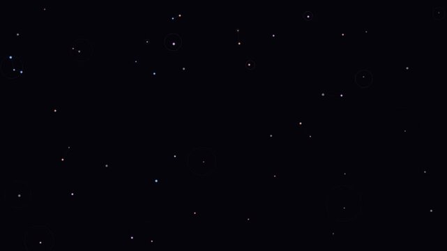 Digital night sky animation with glowing stars and connecting lines forming constellations, abstract space background loop, perfect for science, technology, and astronomy themes