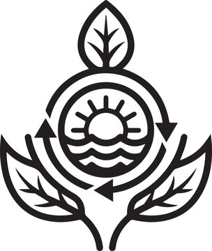 Eco Nature Cycle with Sun and Water Vector Icon