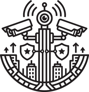 Smart City Security and Surveillance System Vector Icon