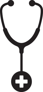 Medical Stethoscope with Cross Symbol Vector Icon