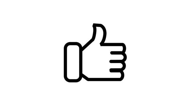 Thumbs Up Hand Gesture Customer Satisfaction Animated Icon. Universal animated line icon displaying thumbs up hand gesture, symbolizing customer satisfaction, product recommendation, positive feedback