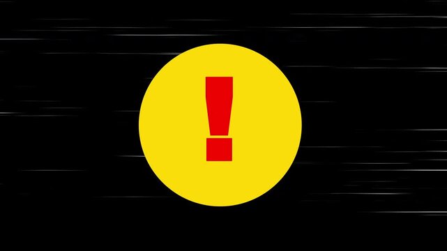 Exclamation Point Alert Warning Symbol Loop Motion Graphics, 4K Animation