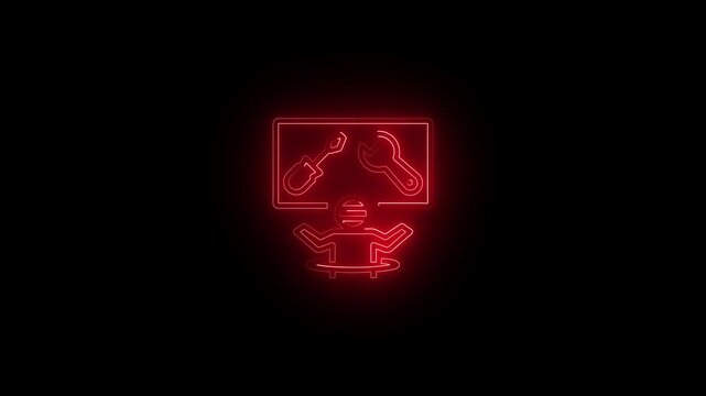 Computer monitor icon animation on a black background. monitor display with black screen. monitor icon animation