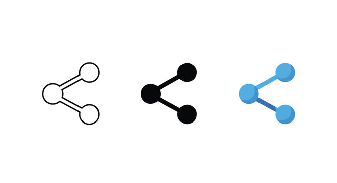 Share network vector icon set social: Glyph and solid icon set - Icon vector - logo icons. Blue, Black and white icons