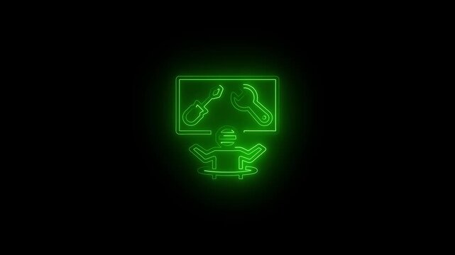 Computer monitor icon animation on a black background. monitor display with black screen. monitor icon animation