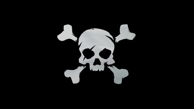 White skull and crossbones symbol on black background