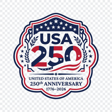 USA 250th anniversary commemorative ornamental shield emblem vector design