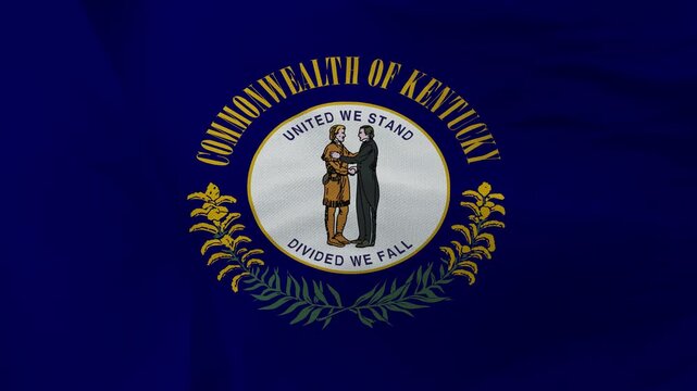 Kentucky state flag fabric with seal on blue background
