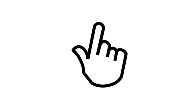Animated Hand Clicking Pointer Gesture Icon. Animated hand finger clicking pointer gesture representing digital interactive touch screen navigation online selection and modern business technology.