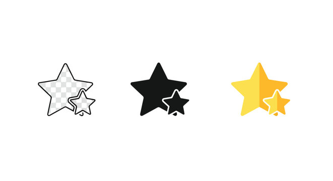 Star rating favorite icon set: Clipart, sticker - icon set - Line and glyph solid icon and logo template 