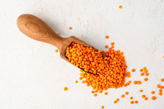  Uncooked lentils on  stone background
