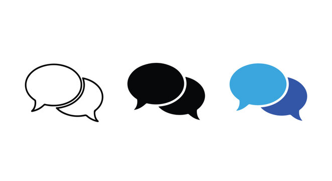 Speech bubble icon set for chat: Solid vector icons - Clipart, sticker - icon set - Editable modern style icon