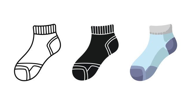 Casual sock icon set for clothing: Solid vector icons - Clipart, sticker - icon set - Editable modern style icon