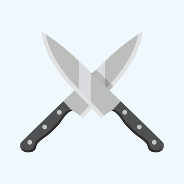 Flat Design of Crossed Chef's Knives