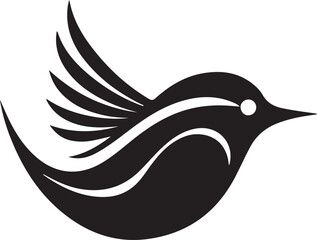 Obraz premium Graceful black bird in flight a stylized logo with elegant wings and a flowing design.