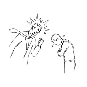 Angry businessman yelling at subordinate during office conflict isolated on transparent background