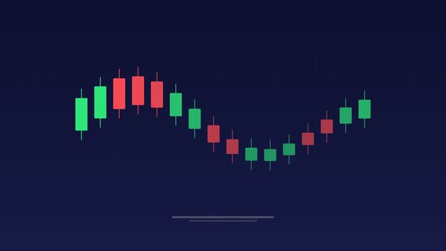 Animated Crypto candlestick trading chart indigo concept loop