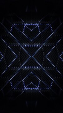 A dark futuristic background loop featuring acoustic tech style panels that move and spin in a random motion.
