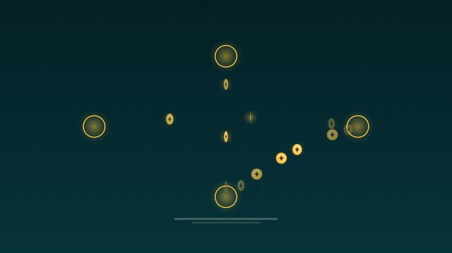 Animated Crypto tokens flowing between nodes turquoise concept loop