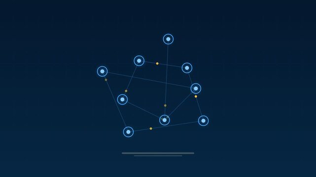 Animated Peer to peer transaction network sky concept loop