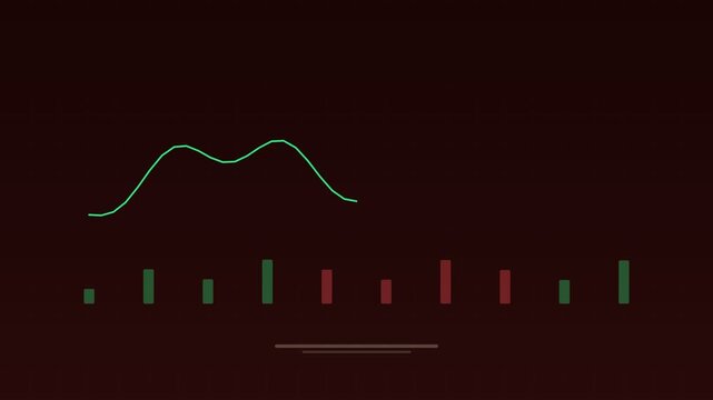 Animated Cryptocurrency price chart volatile scarlet concept loop