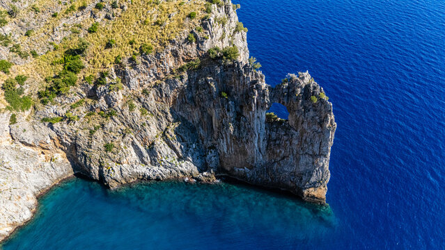 Marvelous summer seascape at Palinuro, in the Cilento region. Province of Salerno, Campania, Italy.