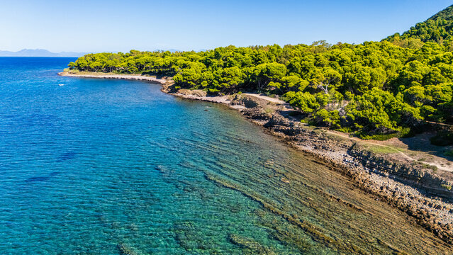 Beautiful mediterranean landscape at Punta Licosa, near Castellabate in the Cilento region. Province of Salerno, Campania, Italy.