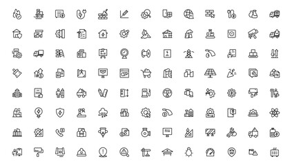 Fototapeta premium Industry and construction icons. Thin line icons collection.
