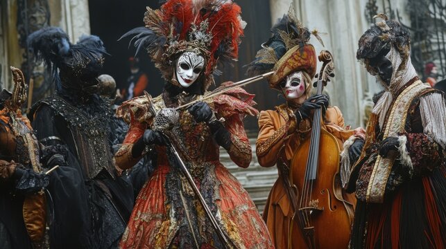 Venetian carnival masks and costumes