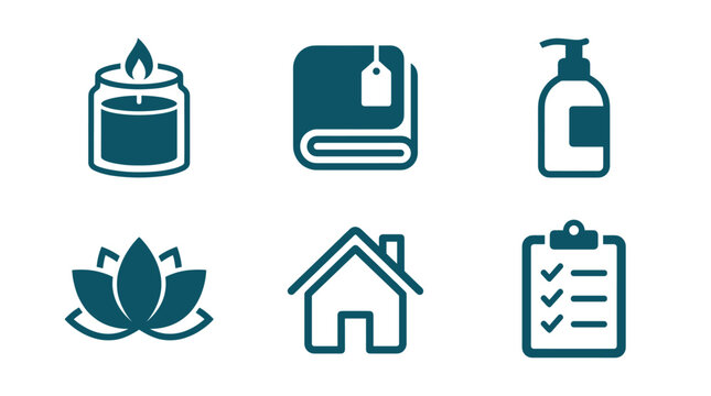 Spa and wellness icons set flat design