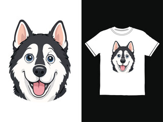 Smiling husky dog face on t-shirt © ict