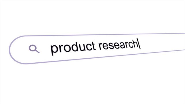 Product Research Text Typing on Computer Search Bar Animation 4K