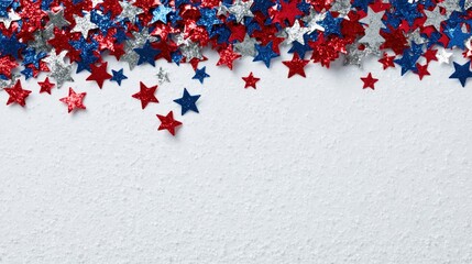 Happy Presidents Day banner mockup with confetti stars. USA Independence Day, American Labor day, Memorial Day, US election concept